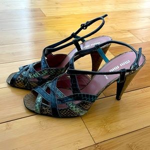 Miu Miu- Strappy Peep Toe Heeled Sandals